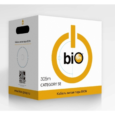 Кабель витая пара Bion BCL-U5448-181 U/UTP, кат.5e, 4x2x0,48 мм AWG 24  медь, одножильный, PVC, для внутренней прокладки, 305м, серый