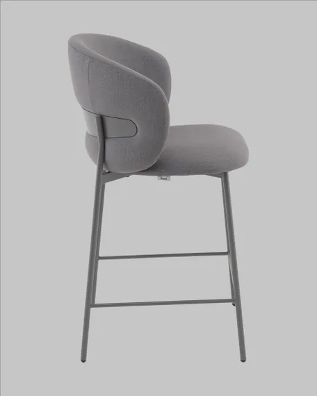 Полубарный стул Blaze 60 см, серый велюр, серые ножки