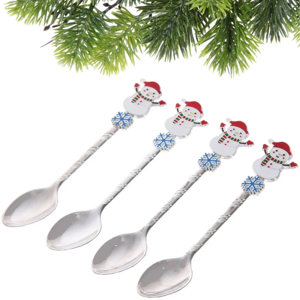 Набор ложек для десерта 4шт «Снеговик», цвет серебро