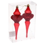 Елочные украшения «Сияние» 6*6*19.5 см (набор 2 шт), Красный