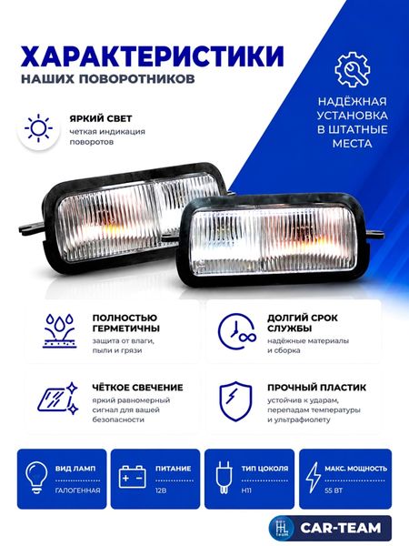 Подфарники (надфарники) Нива 4х4 2121, 21213, 21214, Урбан стандартные белые поворотники (лев., прав.)