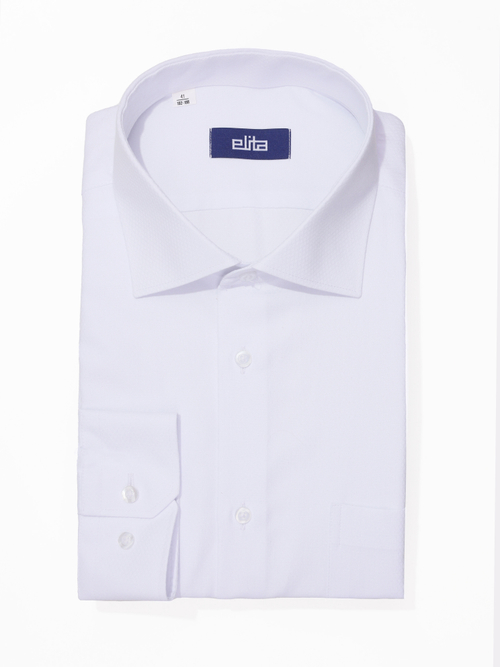 Сорочка мужская ELITA длинный рукав, цвет белый, фактурная елочка полоски 59011 27