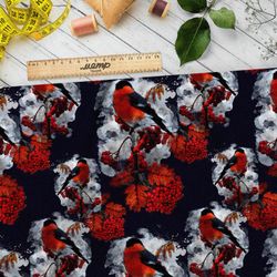 Ткань мембрана снегирь с рябиной