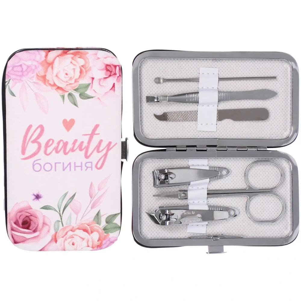 Набор для маникюра в футляре 6 предметов «Beauty Богиня!»,11*6,5см