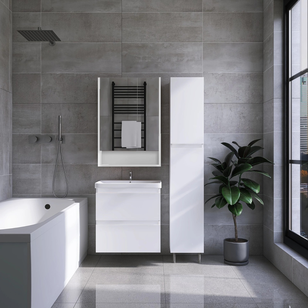 Тумба VIANT "Мальта" COMO 70 2 ящика подвесная белая 425х655х560