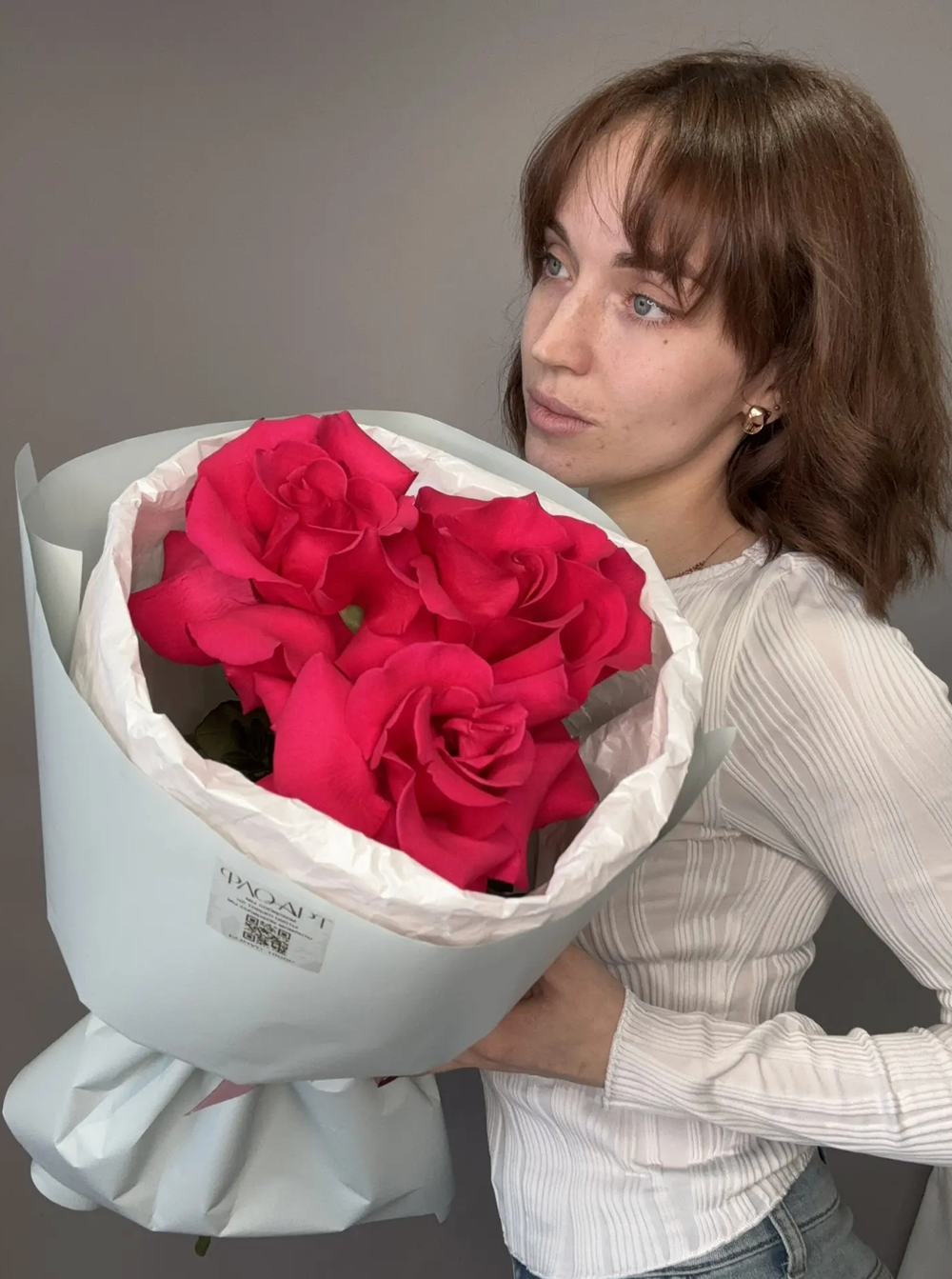 Малиновые французские розы (3шт) 