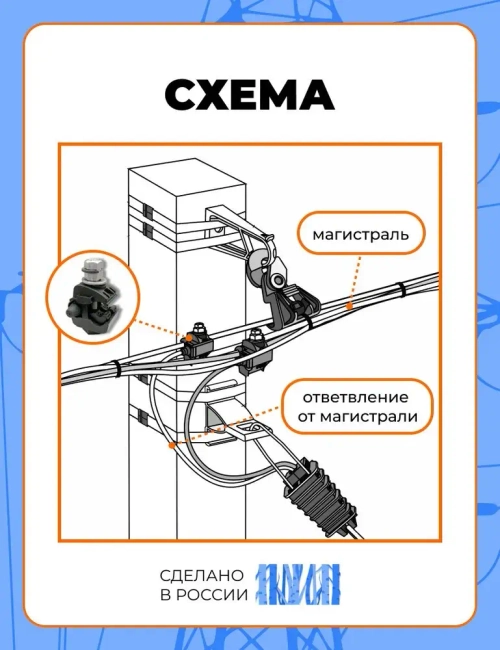 Зажим ответвительный (прокалывающий) изолированный герметичный 6-120 / 1,5-16 (Комплект 2шт)