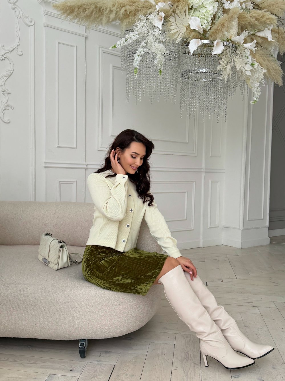 Юбка трапеция из фактурного бархата