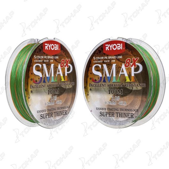Шнур SMAP PE8X-100M 3.0# Multi Colour 0,285мм Ryobi