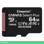 Карта памяти Kingston microSDHC 64GB microSDXC Class10 UHS-I Canvas Select (SDCS2/64GBSP)