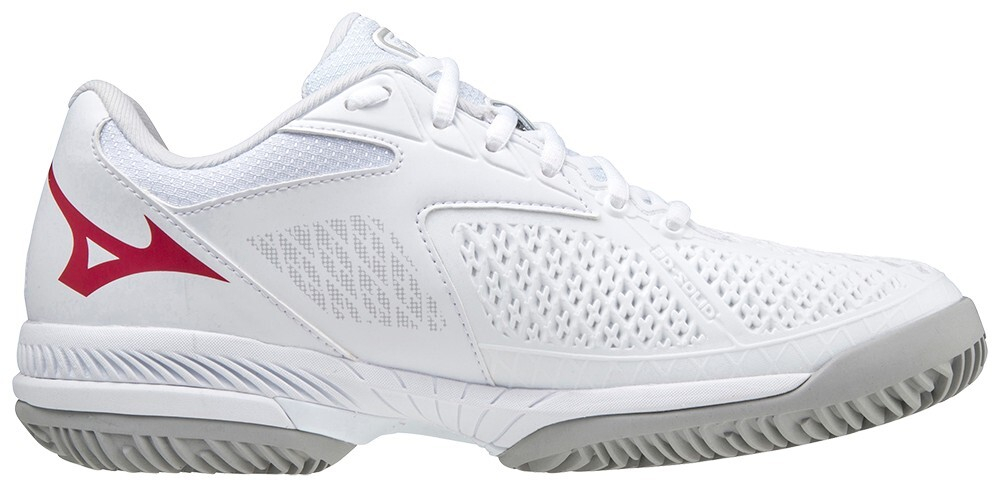 Женские Кроссовки теннисные Mizuno Wave Exceed Tour 4 CC - white/rosered/nimbuscloud