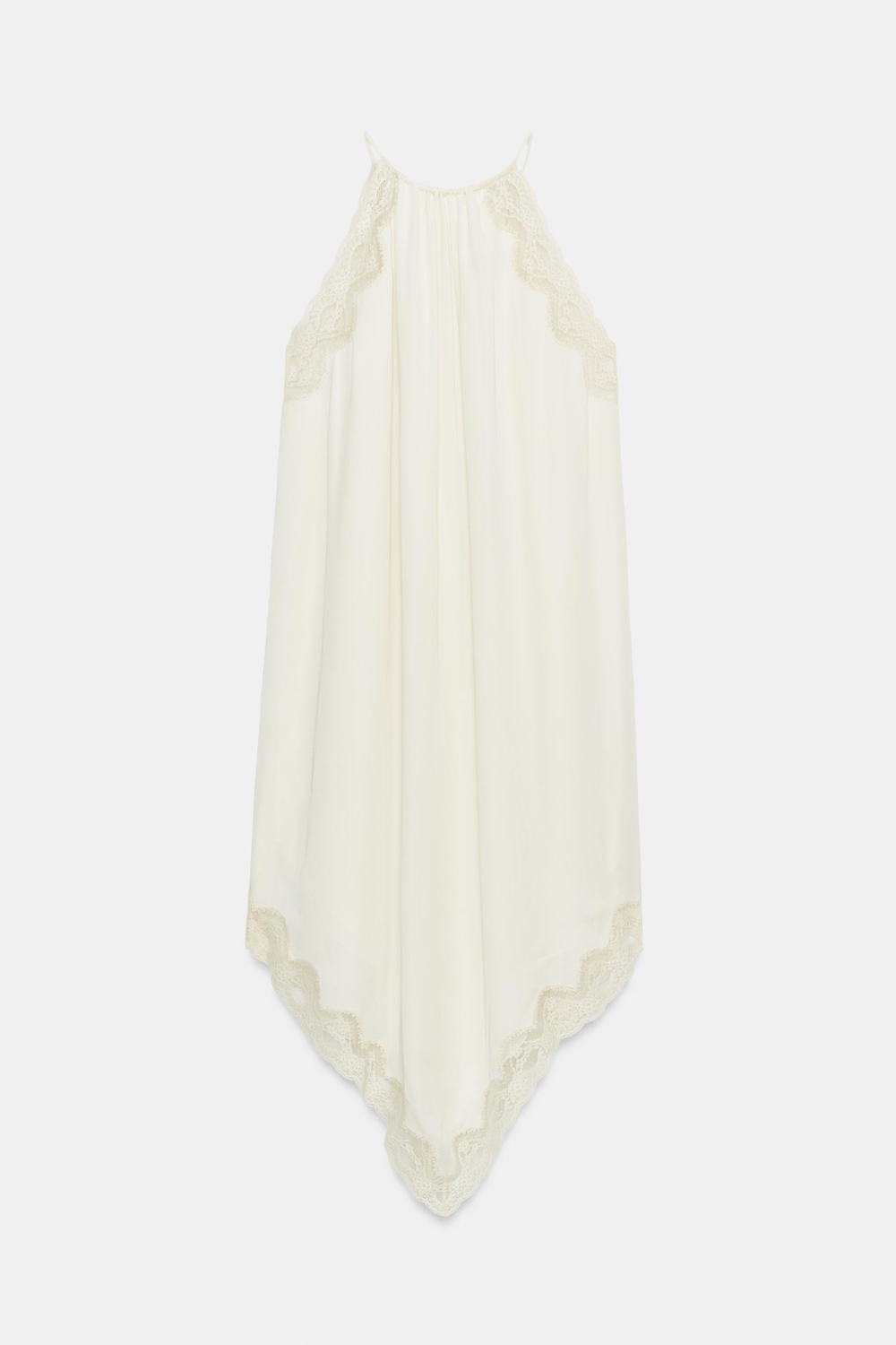 ZARA ПЛАТЬЕ ИЗ КОМБИНИРОВАННОГО КРУЖЕВА — ZW COLLECTION, ЭКРЮ
