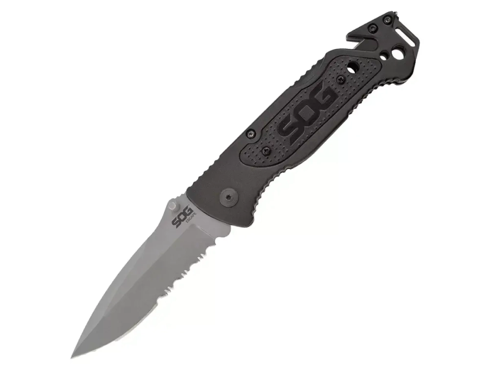 Нож складной SOG Escape Bead Blasted, 7Cr17MoV, рукоять алюминий, блистер (SOG-FF24-CP)