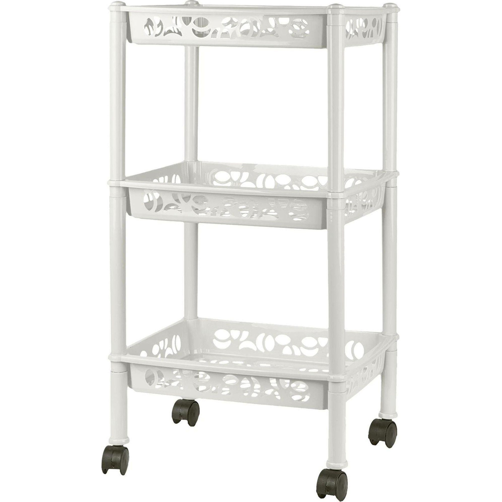 Этажерка PR_Keeplex Light на колесиках 3-х секцион, малая белое облако