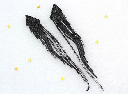 Серьги Вечерние Black, 16см, со стразами