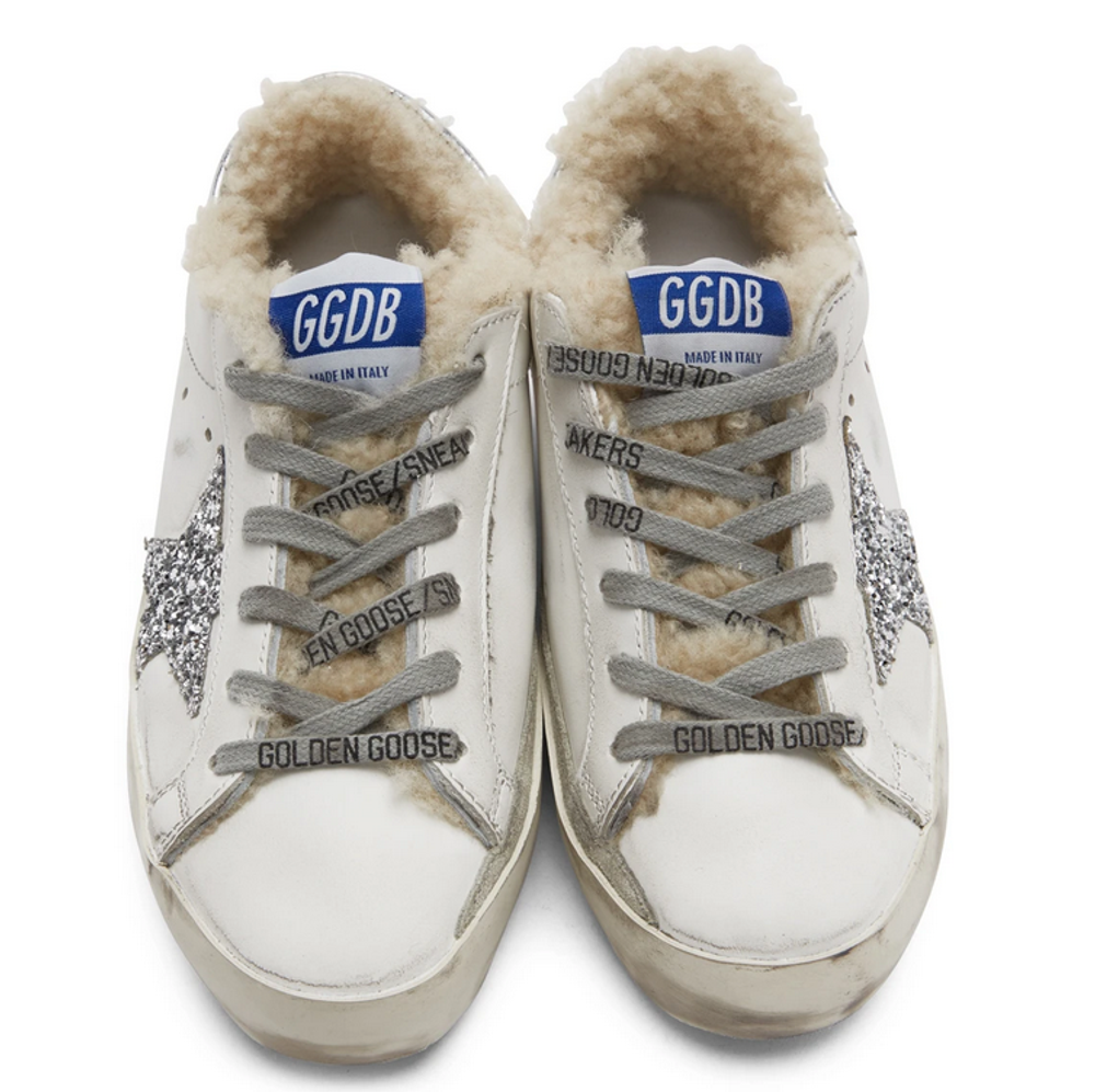 Кеды Golden Goose Exclusive White & Silver Super-Star Shearling Sneakers
