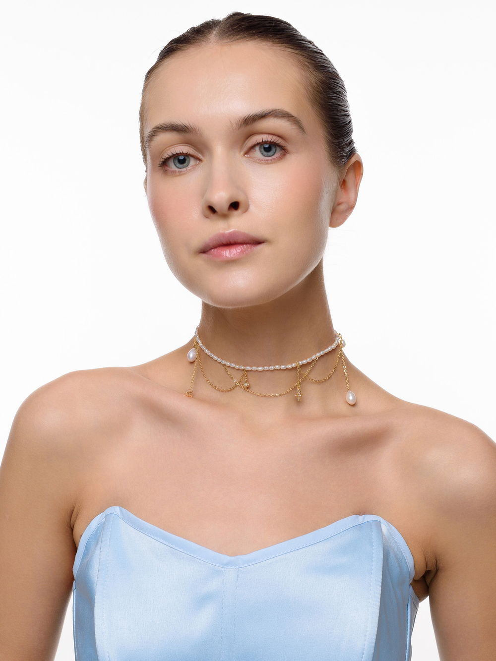 Колье "Pearl Trio Stars" Gold