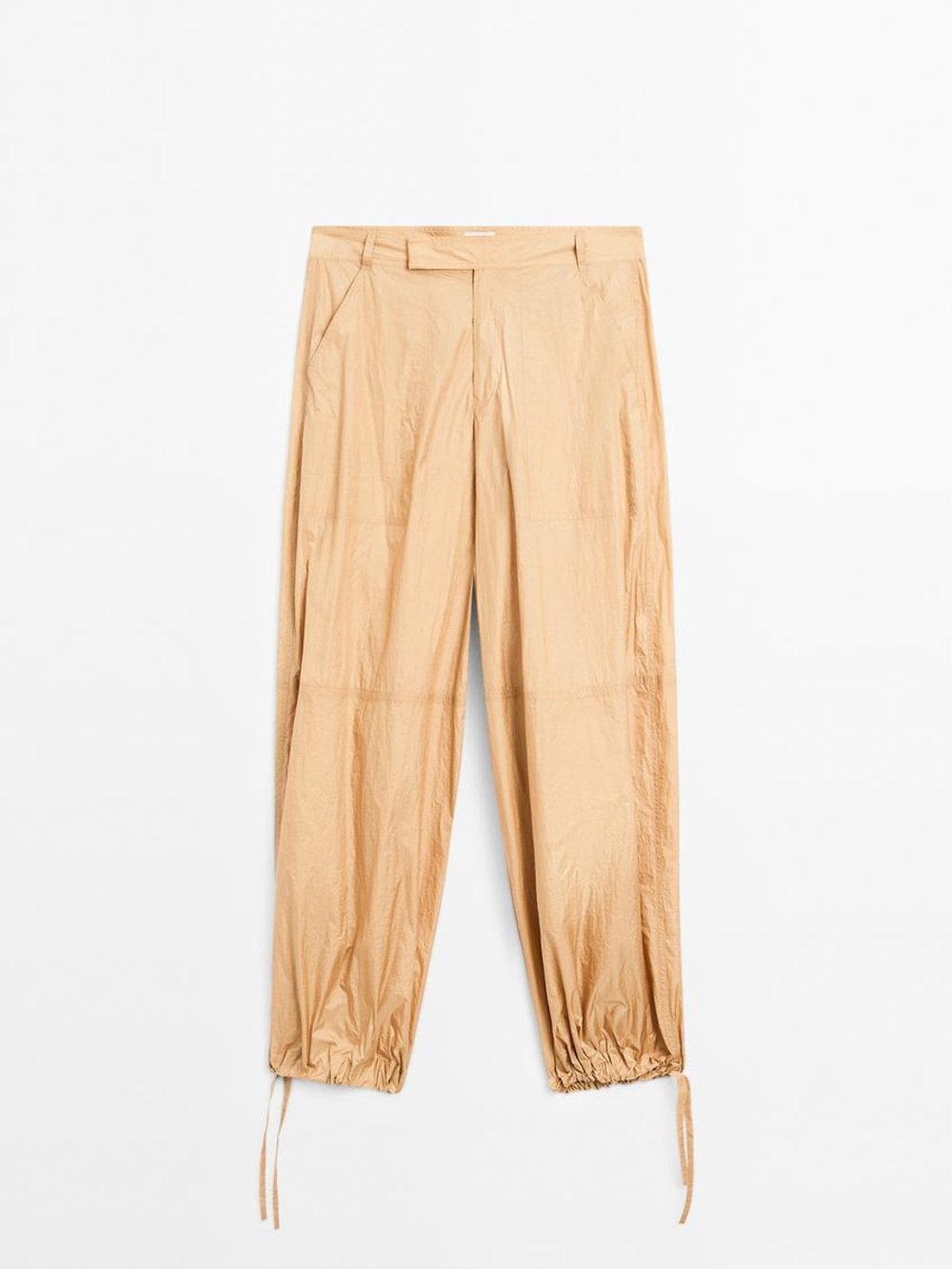 Massimo Dutti Легкие брюки с поясом, натуральный