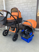 Коляска-трансформер Sweet Kids 608 3в1 Коричневая экокожа на чёрной раме