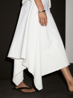 Massimo Dutti Джинсовая юбка миди асимметричного кроя, кремовый