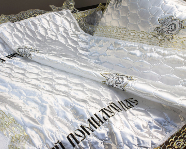 Комплект ритуальный  «Богородица с текстом»  атлас-стеганка