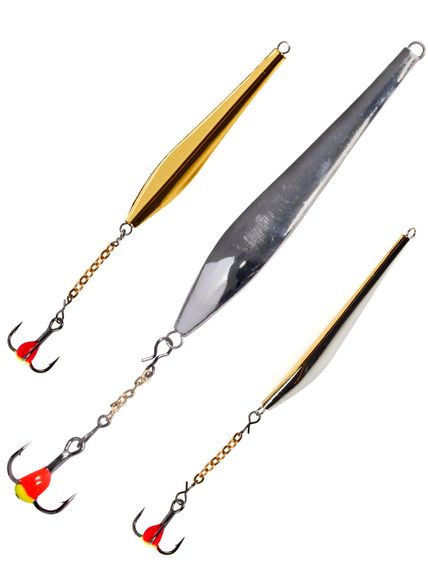 Блесна вертикальная зимняя Lucky John DOUBLE BLADE с цепочкой и тройником 60мм SG блистер