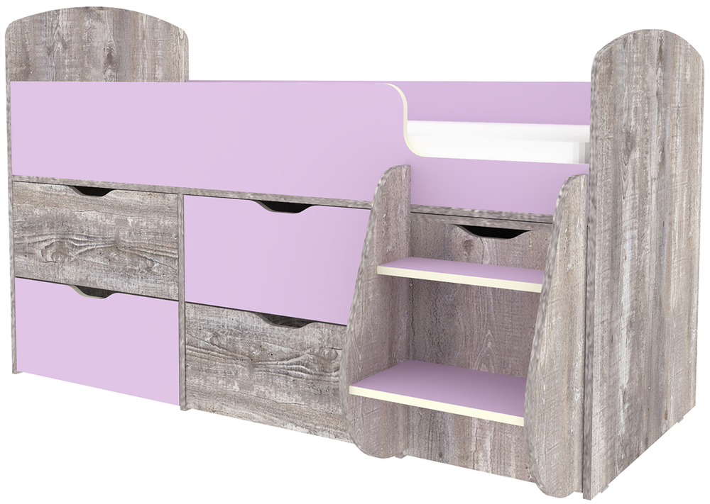 Кровать-чердак КарИВи Малыш 7 Бетон Ирис