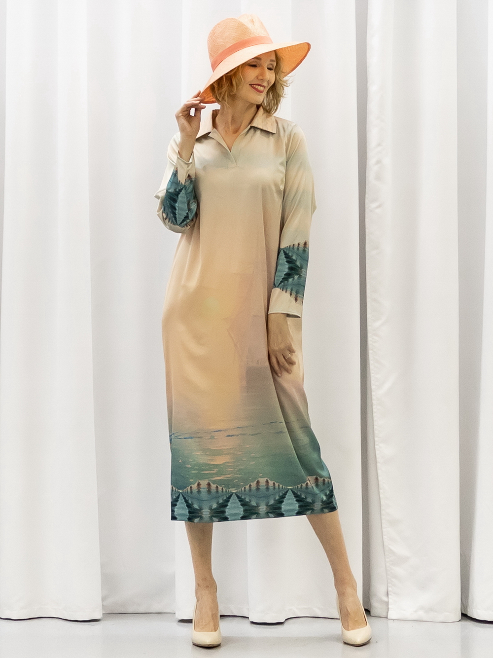 Платье-рубашка по мотивам картины Айвазовского "Штиль"