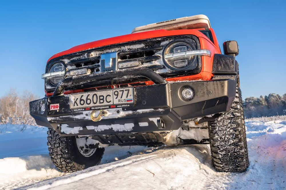 Бампер силовой передний TANK 300 c защитной центр. дугой, под штатные фары РИФ