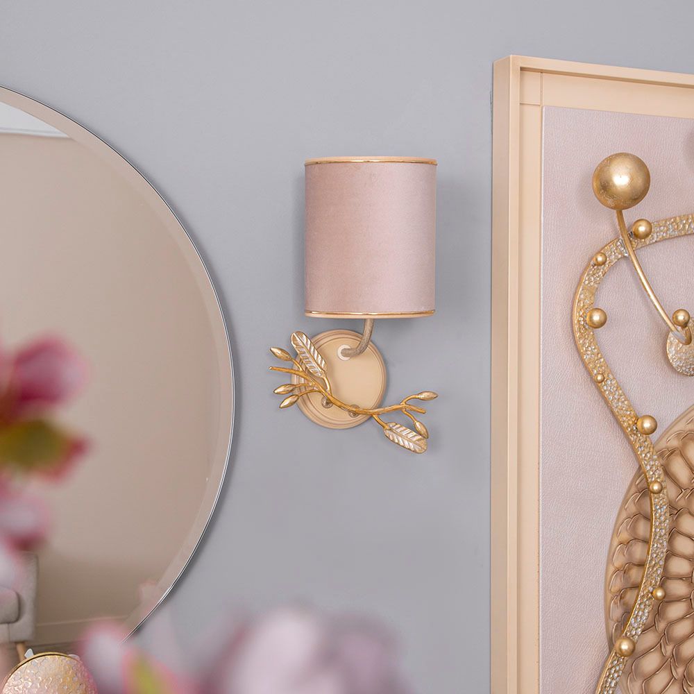 Бра настенный светильник Oliva Branch (Олива Бранч) Айвори левое Мраморное золото с абажуром Терра Айвори