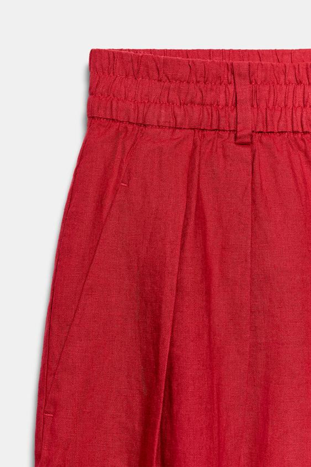 ZARA БРЮКИ ИЗ ЛЬНА СО СКЛАДКАМИ — ZW COLLECTION, КРАСНЫЙ