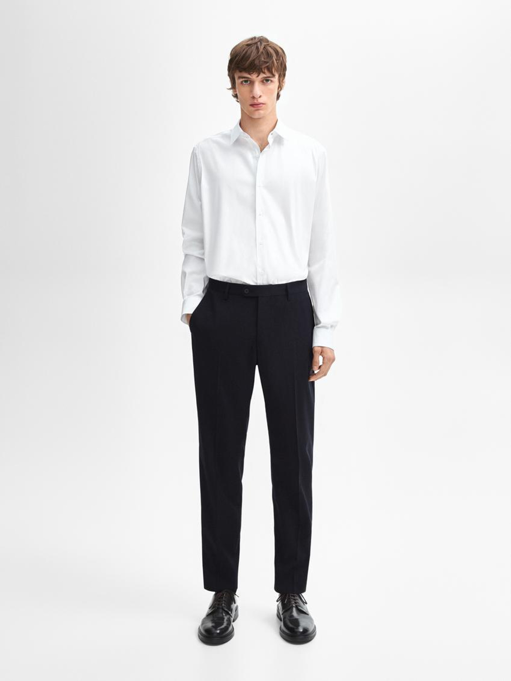 Massimo Dutti Рубашка облегающего кроя из эластичной ткани, белый