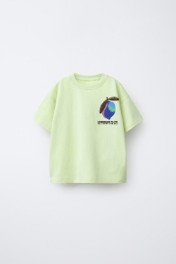 ZARA ФУТБОЛКА С ПРИНТОМ «ЛИМОН», ЛАЙМОВЫЙ