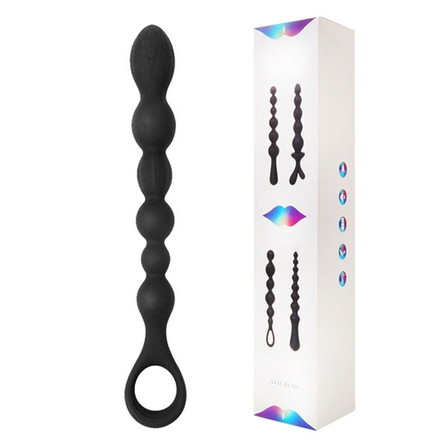 Черная фигурная анальная цепочка 26см I-Moon MY-810