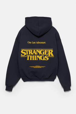 PULL&BEAR Толстовка с капюшоном"Stranger Things", темно-синий