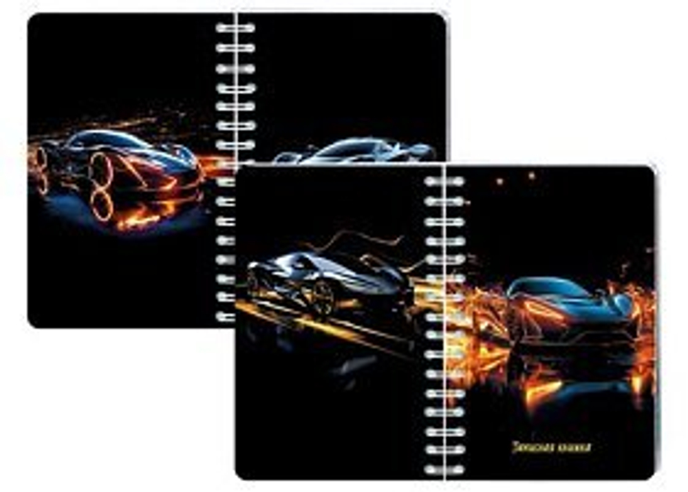Блокнот-перевертыш А6 80л гребень "Авто на черном" кл.