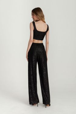 Топ с пайетками черного цвета