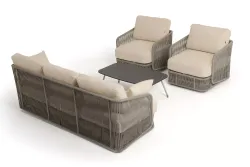 "Альбано" лаунж-зона 5-местная плетеная из роупа (веревки), каркас алюминиевый светло-серый, роуп серый меланж