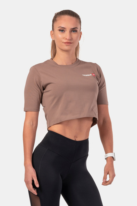 Футболка MINIMALIST LOGO NEBBIA CROP TOP 600 Коричневая