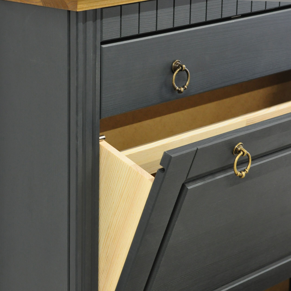 Обувница для прихожей Неаполь, 3 двери с ящиком, деревянная, серый