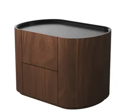 Тумба прикроватная Lagom 2 ящика ширина 60 см (орех, черный)