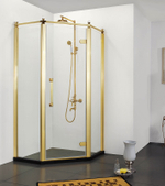 Душевое ограждение Azario ONTARIO 900х900х2000 универсальная, без поддона, прозрачное стекло 8 мм, цвет профиля золото глянцевое (AZ-NBB3231 900 GOLD)