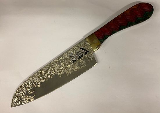 Кухонный нож Santa Fe SF/DKD40 с клинком из стали Damascus, рукоять дерево