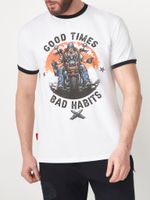 Футболка BAD HABITS, белый/черный кант