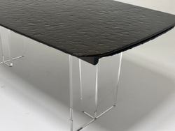 Стол LAURITS 200 GOLDEN, стекло BUBBLE  / Прозрачный каркас ®DISAUR