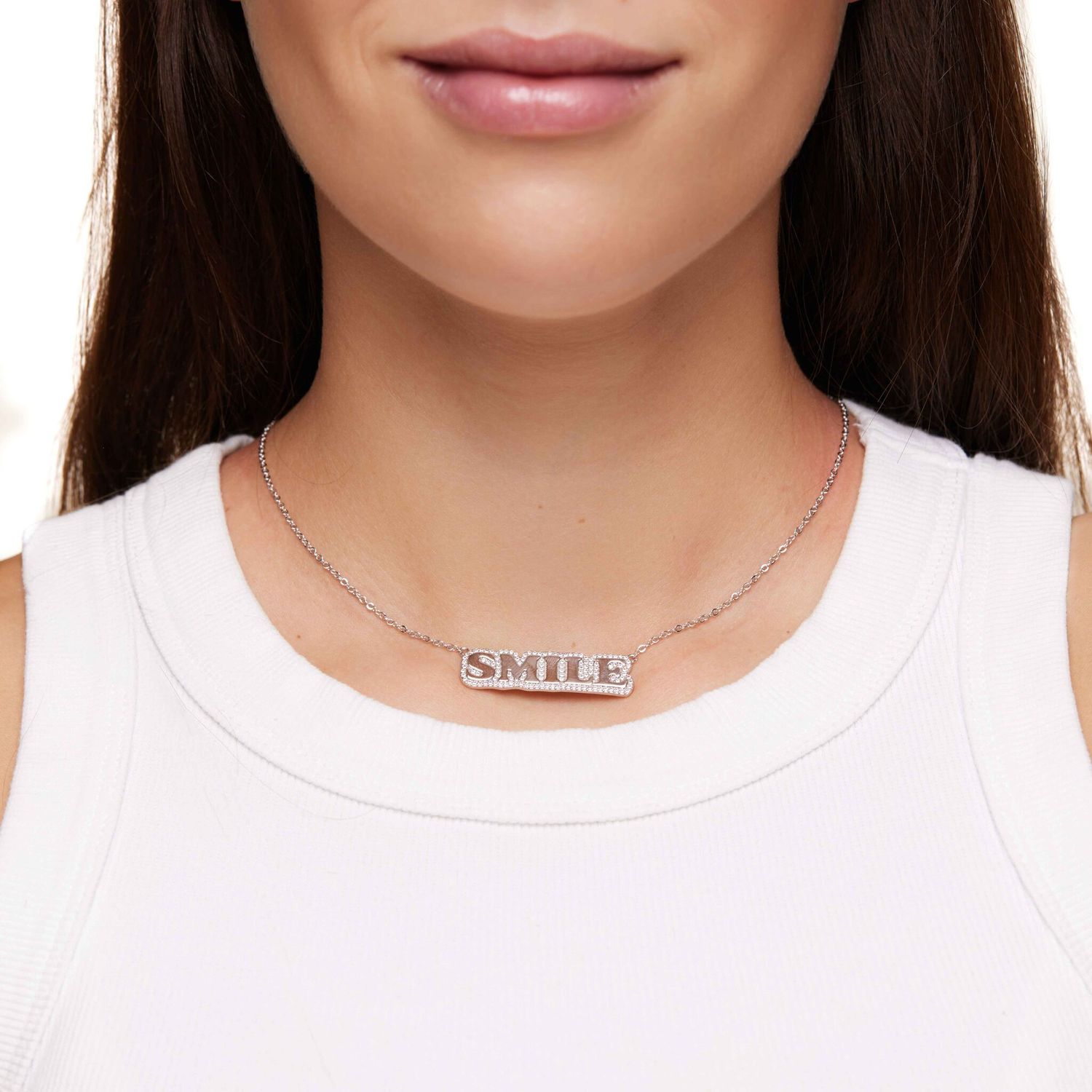 Колье Smile Stamp Necklace - Silver