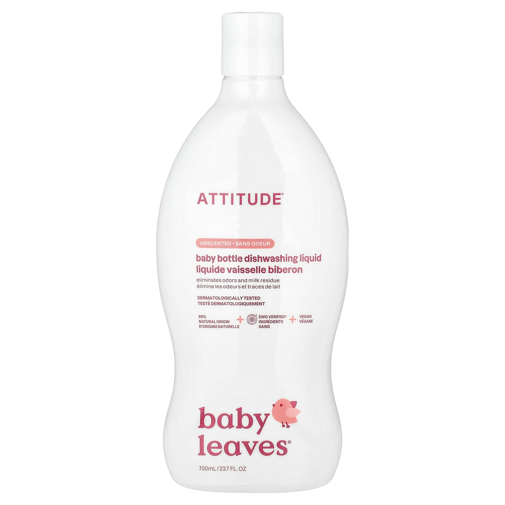 ATTITUDE, Baby Leaves®, бутылочка с жидкостью для мытья посуды, без запаха, 700 мл (23,7 жидк. унции)