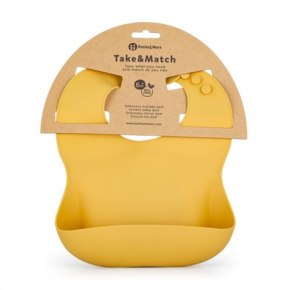 Önlük\PETITE&amp;MARS Silicone bib Sam Take&amp;Match Intense Ochre 6m+