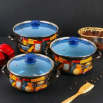 Набор эмалированной посуды 6 пр, кастрюли 2,3,4 л, Керчь, Капучино-Экстра