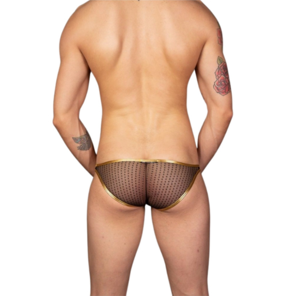 Мужские трусы слипы черные прозрачные с золотой окантовкой Cosmos Colors BF20_BG